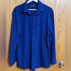 J Ferrar Shirt Mens Large Blue Stretch Slim Button‎ Up Long Sleeve Office Casual